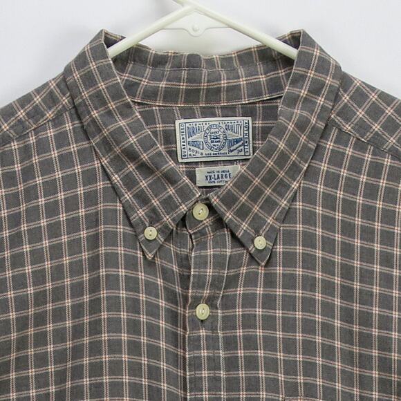 Lucky Brand Plaid Brushed Cotton Button Down Shirt Men’s XXL Gray Rust Workwear - Picture 2 of 14